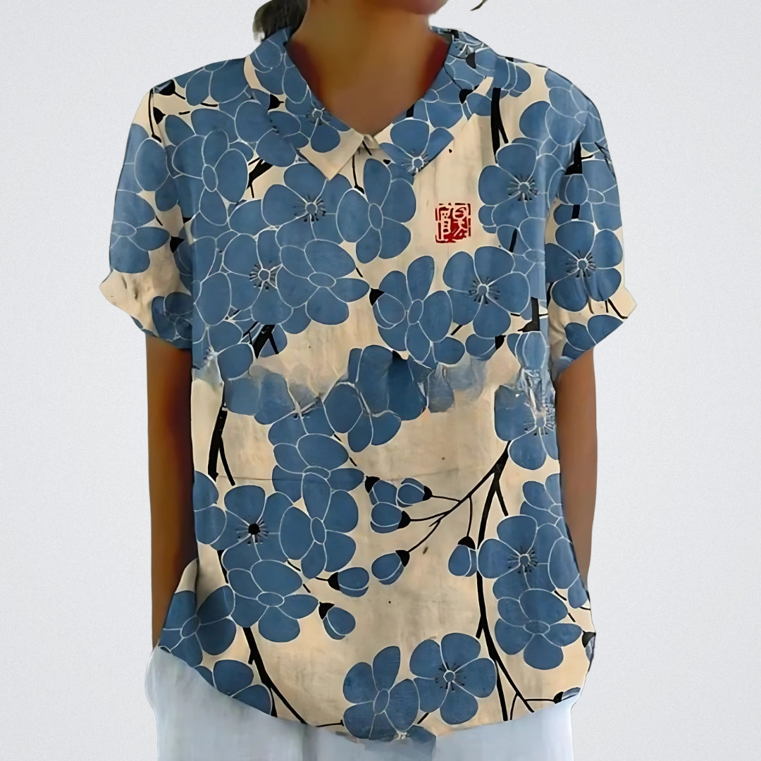 Linzie | Florale Französische Vintage-Bluse