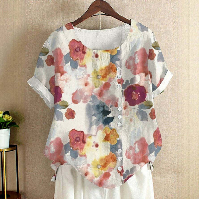 Edith | Lässige Bluse mit Knöpfen und Blumenmustern