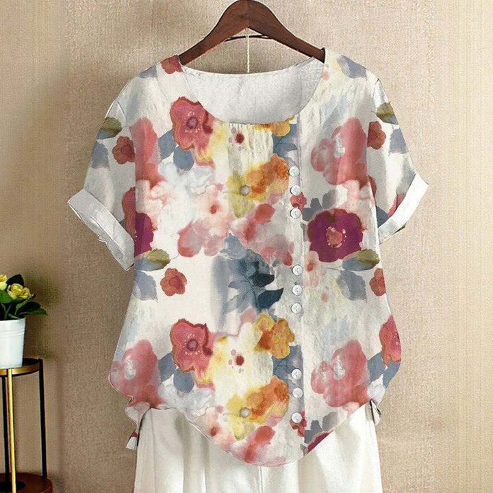 Edith | Lässige Bluse mit Knöpfen und Blumenmustern