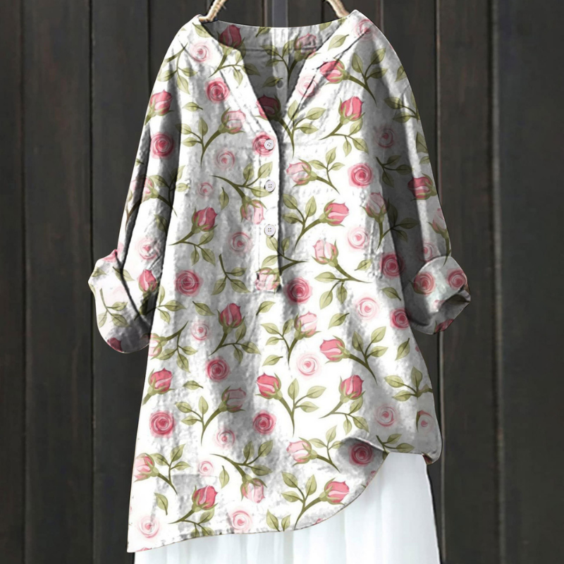 Vanessa | Lange Blumenbluse mit Premium-Qualität