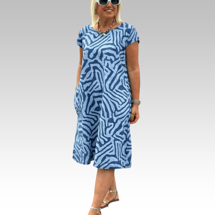 Theresia | Sommerkleid mit Rundhalsausschnitt und schönem Druck