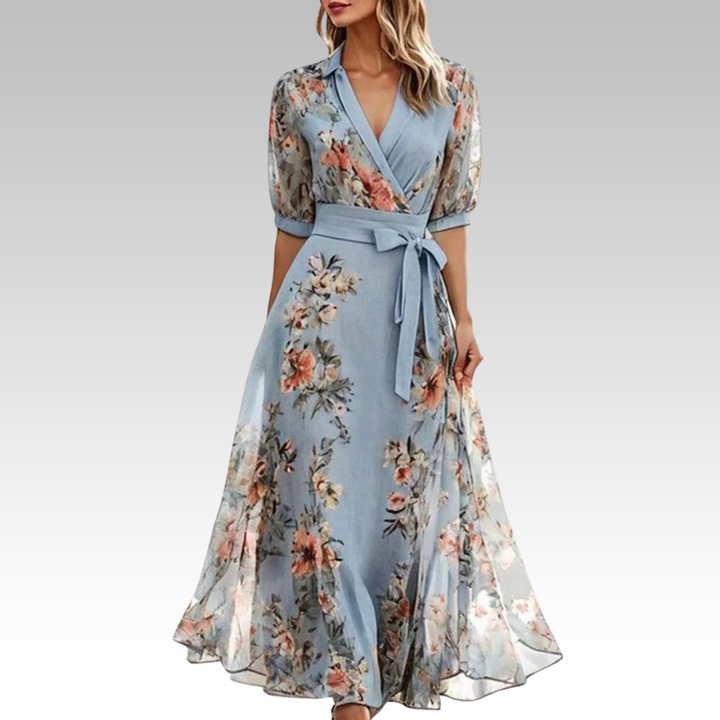 Anika | Florales V-Ausschnitt Midi-Kleid