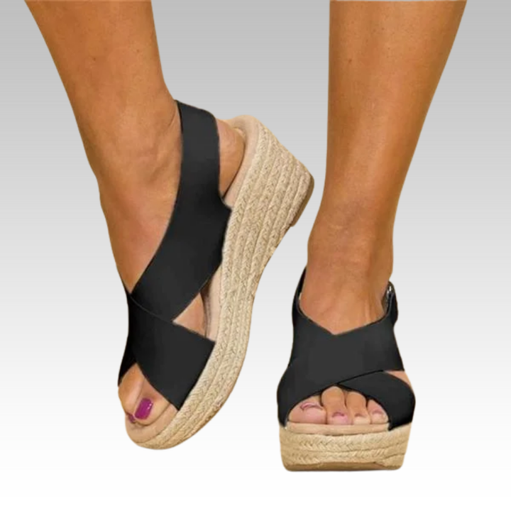 Elvira | Orthopädische Keil-Espadrilles in Taupe