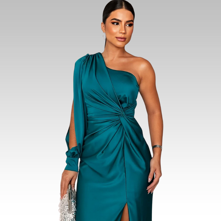 Maja | Elegantes Ein-Schulter Kleid mit Drapierungsdetails