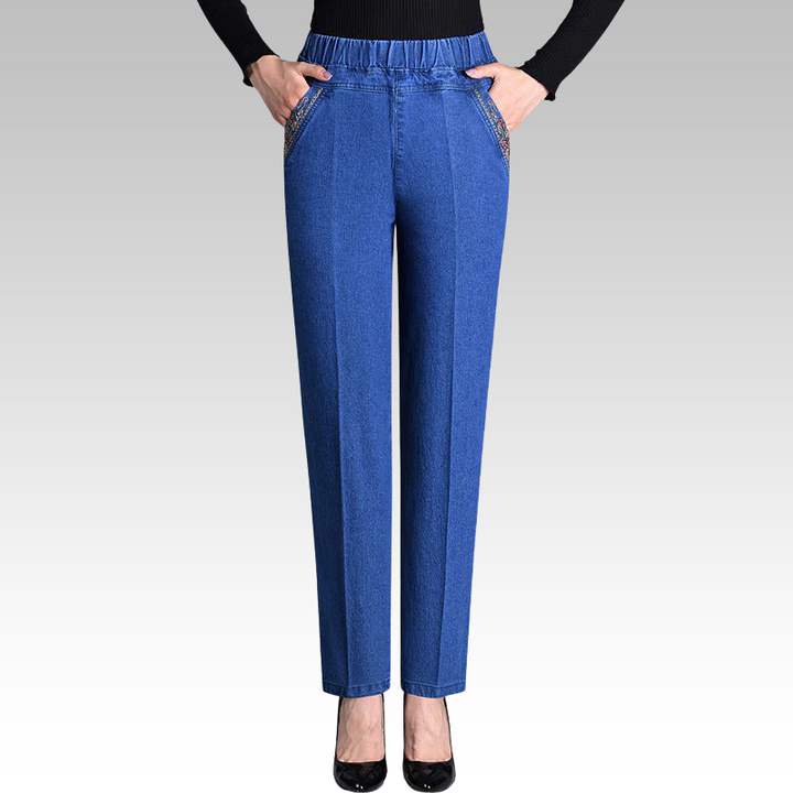 Malene | Damenjeans mit Seitentaschen und elastischem Bund