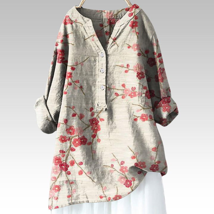 Aline | Lange Blumenbluse mit Premium-Qualität