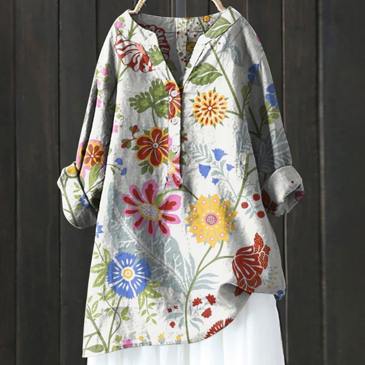 Claudia | Lange Blumenbluse mit Premium-Qualität