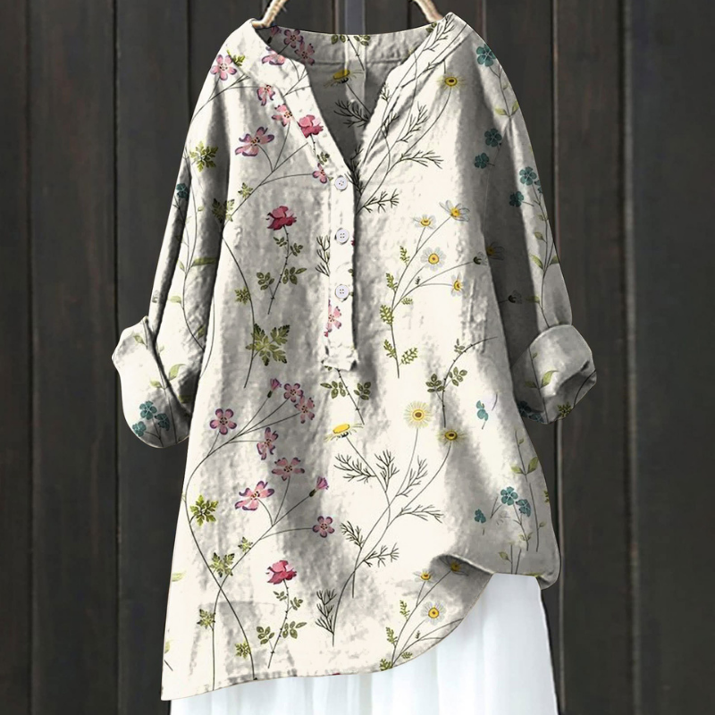 Elisabeth | Lange Blumenbluse mit Premium-Qualität
