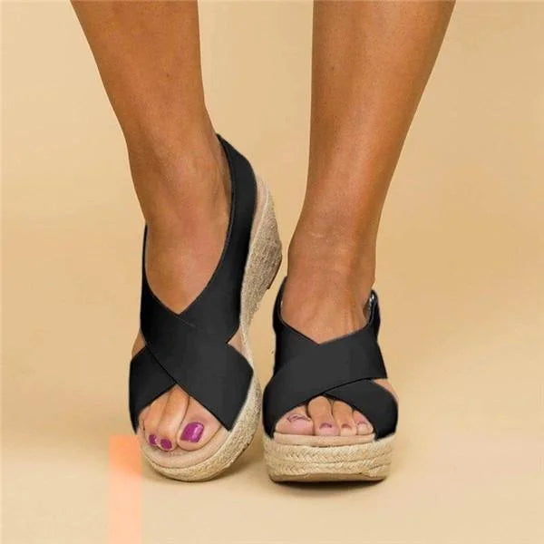 Elvira | Orthopädische Keil-Espadrilles in Taupe