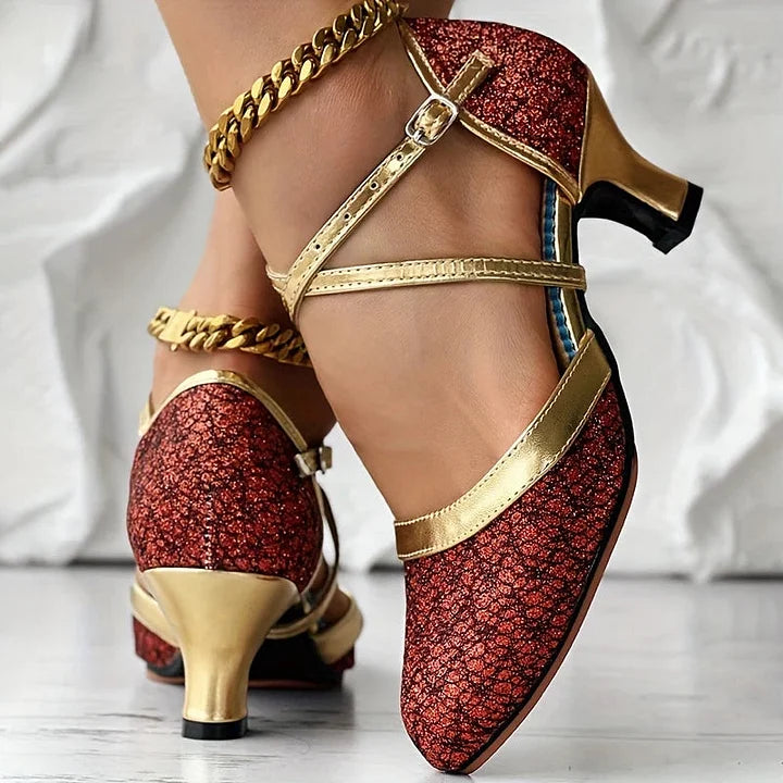 Celine | Elegante Chunky Heel Sandale