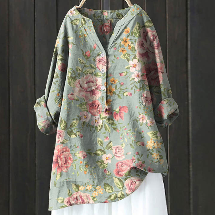 Susanne | Lange Blumenbluse mit Premium-Qualität