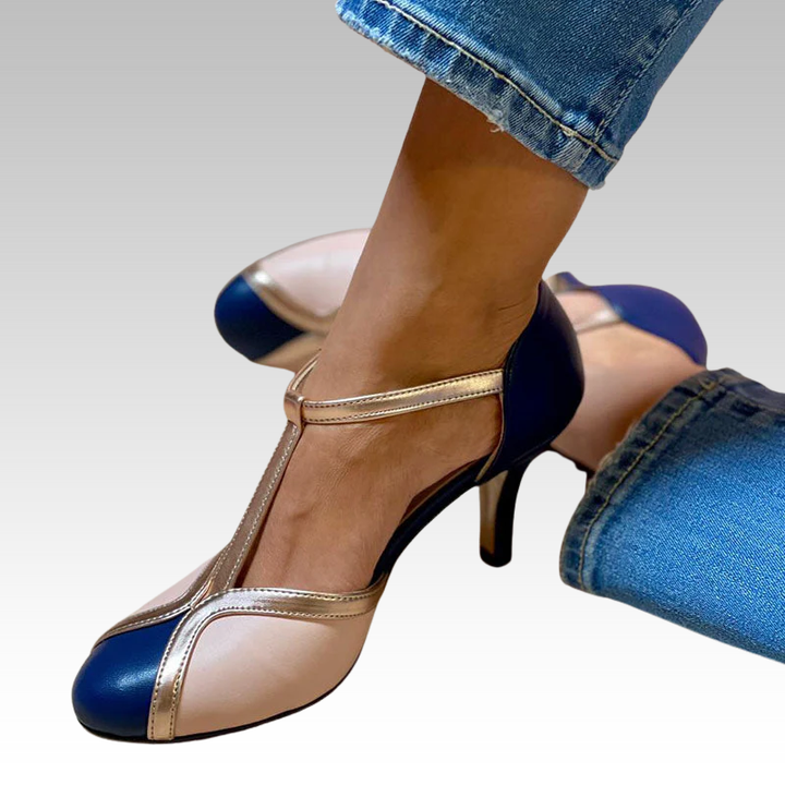Marieke | Bunte und bequeme T-Strap-Pumps mit runder Spitze