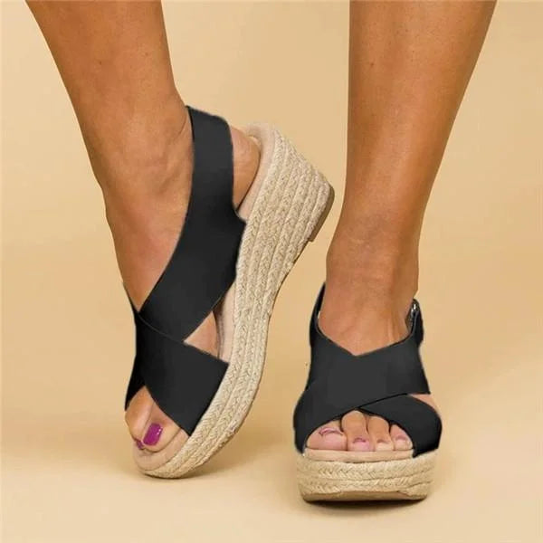 Elvira | Orthopädische Keil-Espadrilles in Taupe