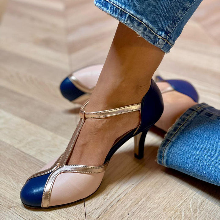 Marieke | Bunte und bequeme T-Strap-Pumps mit runder Spitze