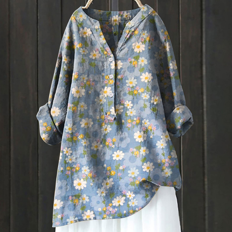 Kathleen | Lange Blumenbluse mit Premium-Qualität