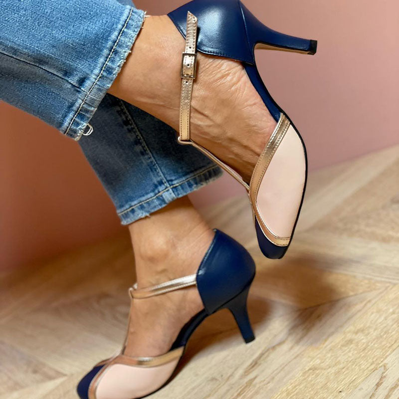 Marieke | Bunte und bequeme T-Strap-Pumps mit runder Spitze
