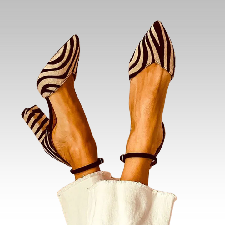 Vera | Mittelhohe Sandalen mit Riemen und Zebra-Print