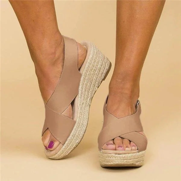 Elvira | Orthopädische Keil-Espadrilles in Taupe