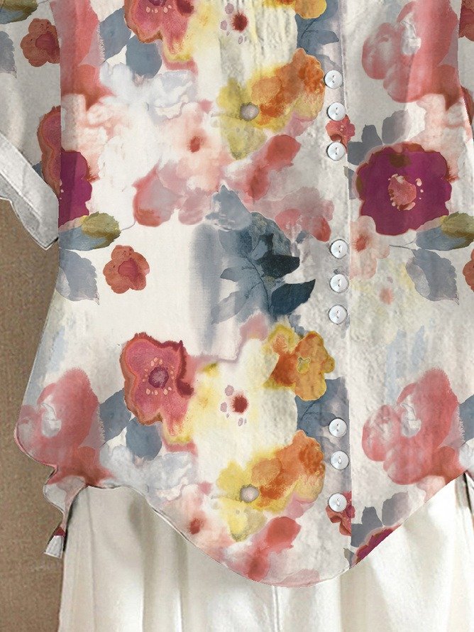 Edith | Lässige Bluse mit Knöpfen und Blumenmustern
