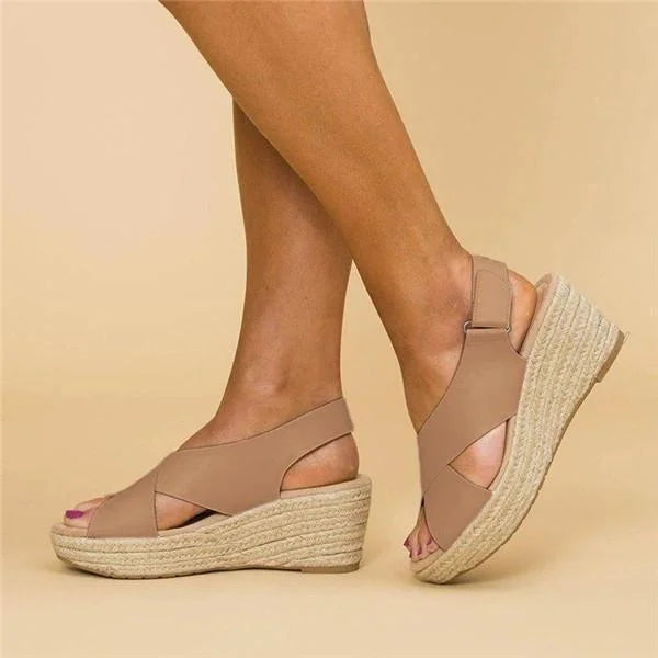Elvira | Orthopädische Keil-Espadrilles in Taupe