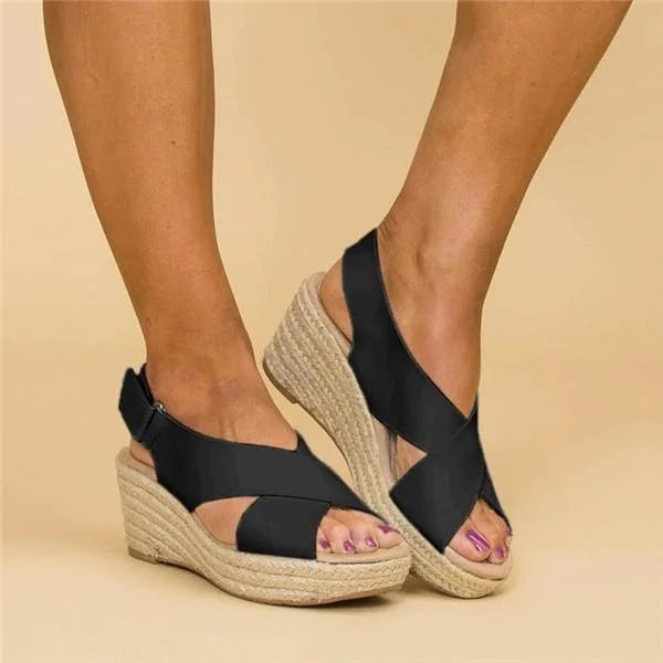 Elvira | Orthopädische Keil-Espadrilles in Taupe