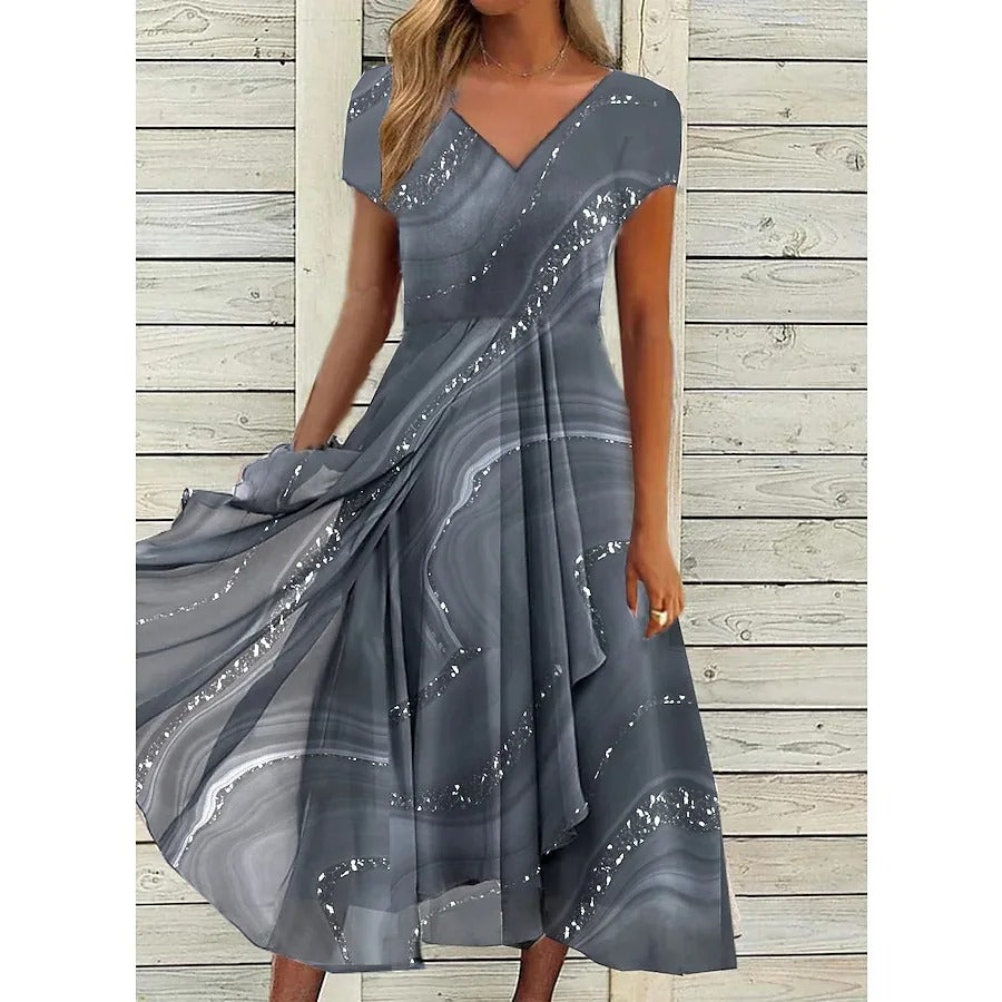 Hilde | Elegantes Midi-Kleid mit V-Ausschnitt