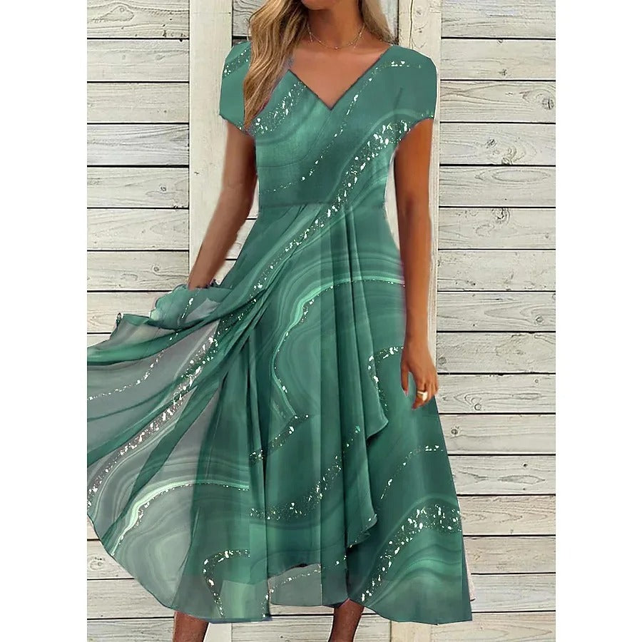 Hilde | Elegantes Midi-Kleid mit V-Ausschnitt