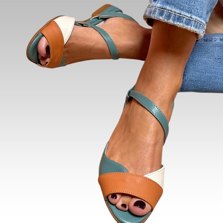 Beate | Tricolor Sandalen mit offener Zehe