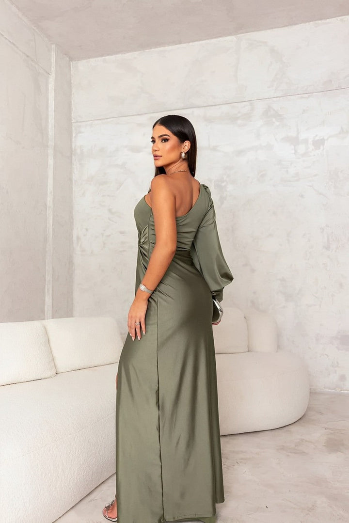 Maja | Elegantes Ein-Schulter Kleid mit Drapierungsdetails